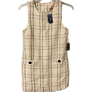 Forever 21 Cream and Black Tweed Shift Dress